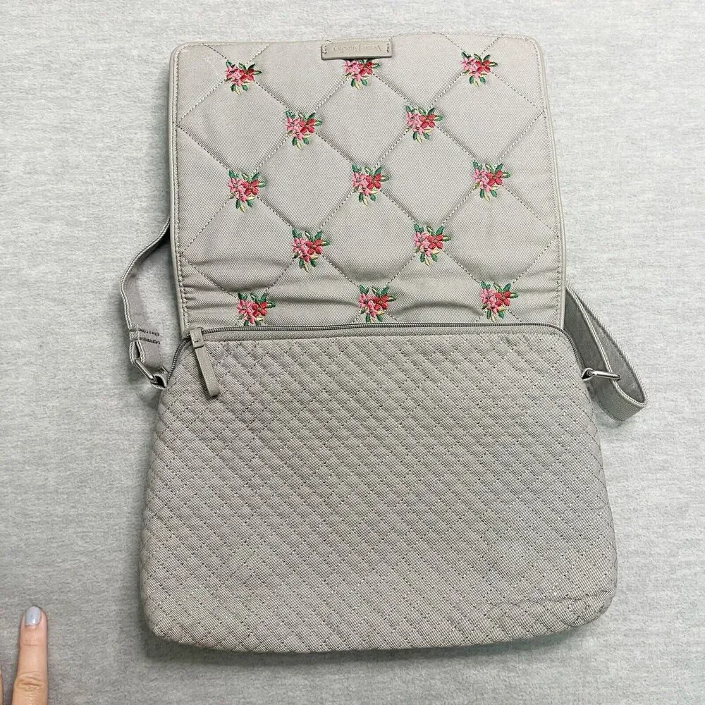 Vera Bradley Iconic‎ Turnabout Quilted Reversible Crossbody Bag Denim Gray Solid